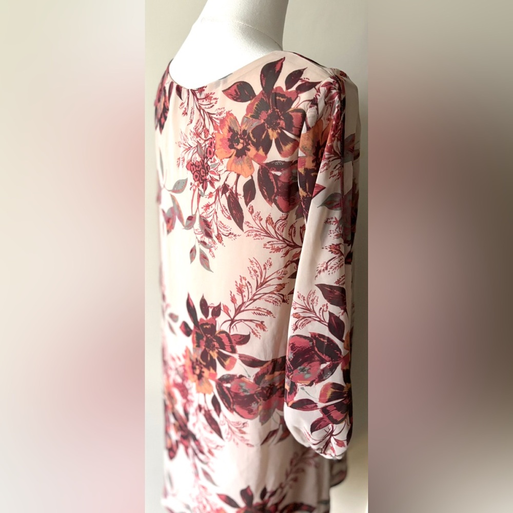 Lulus Earth Tone “Shifting Dears” Floral Feminine Bohemian Shift Dress NWT - Picture 12 of 15